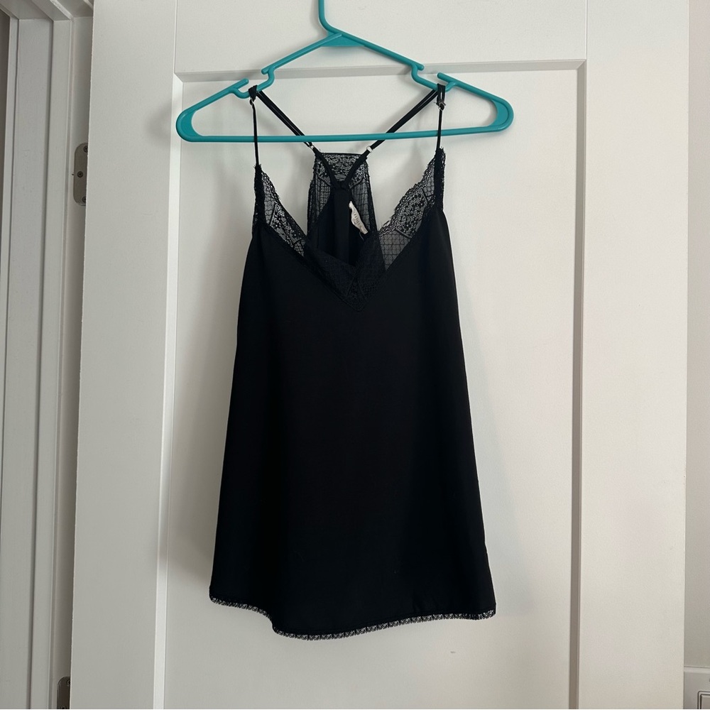 Black Lace Trim Cami Top